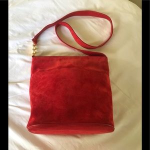 Paloma Picasso Red Suede Leather Bucket Bag ITALY